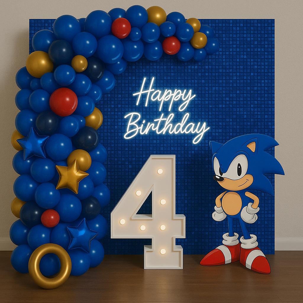 Themed party setup with decorations and balloons